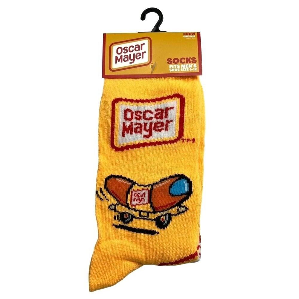 Odd Sox Unisex Oscar Mayer Weiner Mobile Novelty Crew Socks Yellow Retro Funny